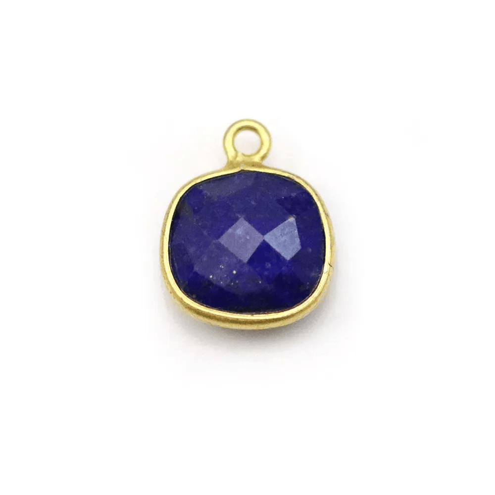 Lapis lazuli de forme carré,1 anneau, serti en argent 925 doré à l'or fin, 11mm x 1pc