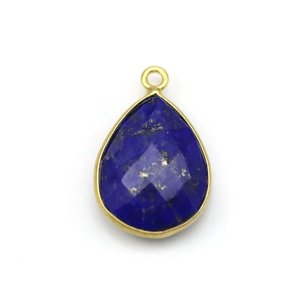 Lapis lazuli in the shape of drop, with 1 ring, set in gilt silver 13 * 17mm x 1pc