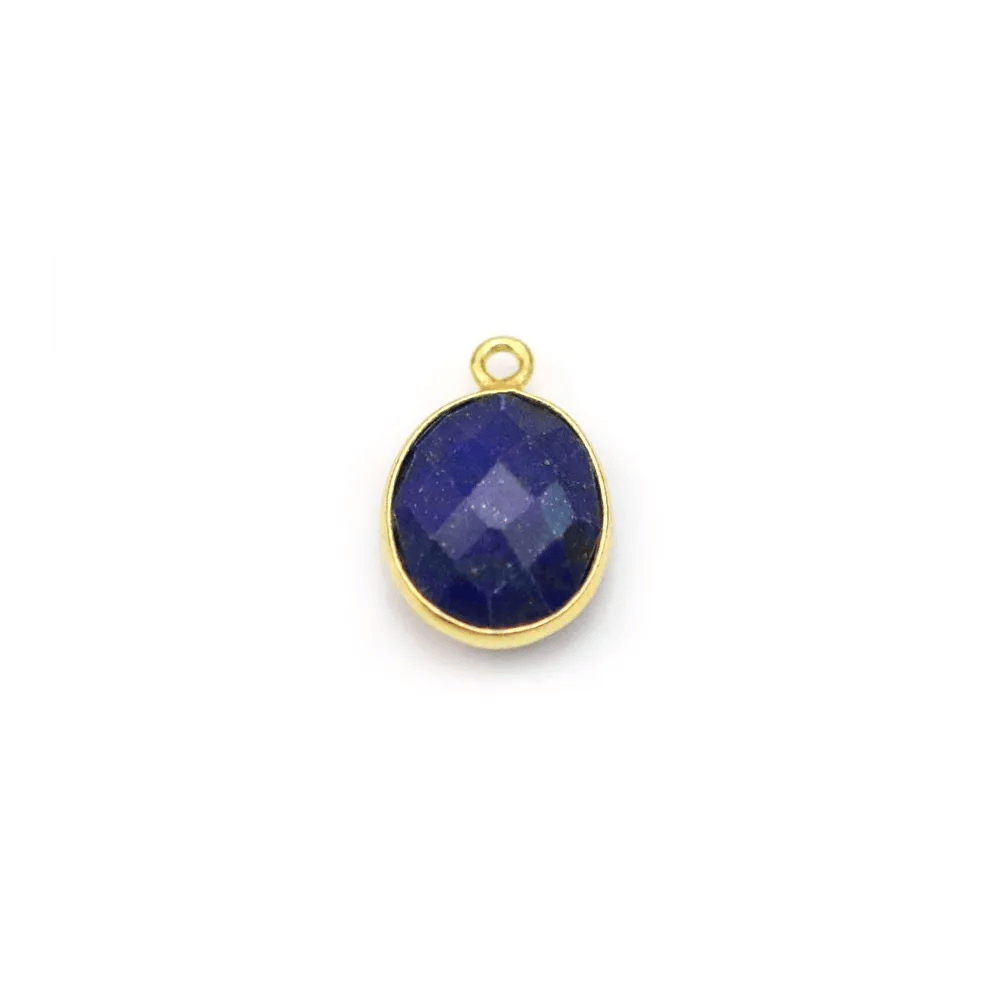 Lapis lazuli in oval-shaped, 1 ring, set in gilt silver, 9x11mm x 1pc
