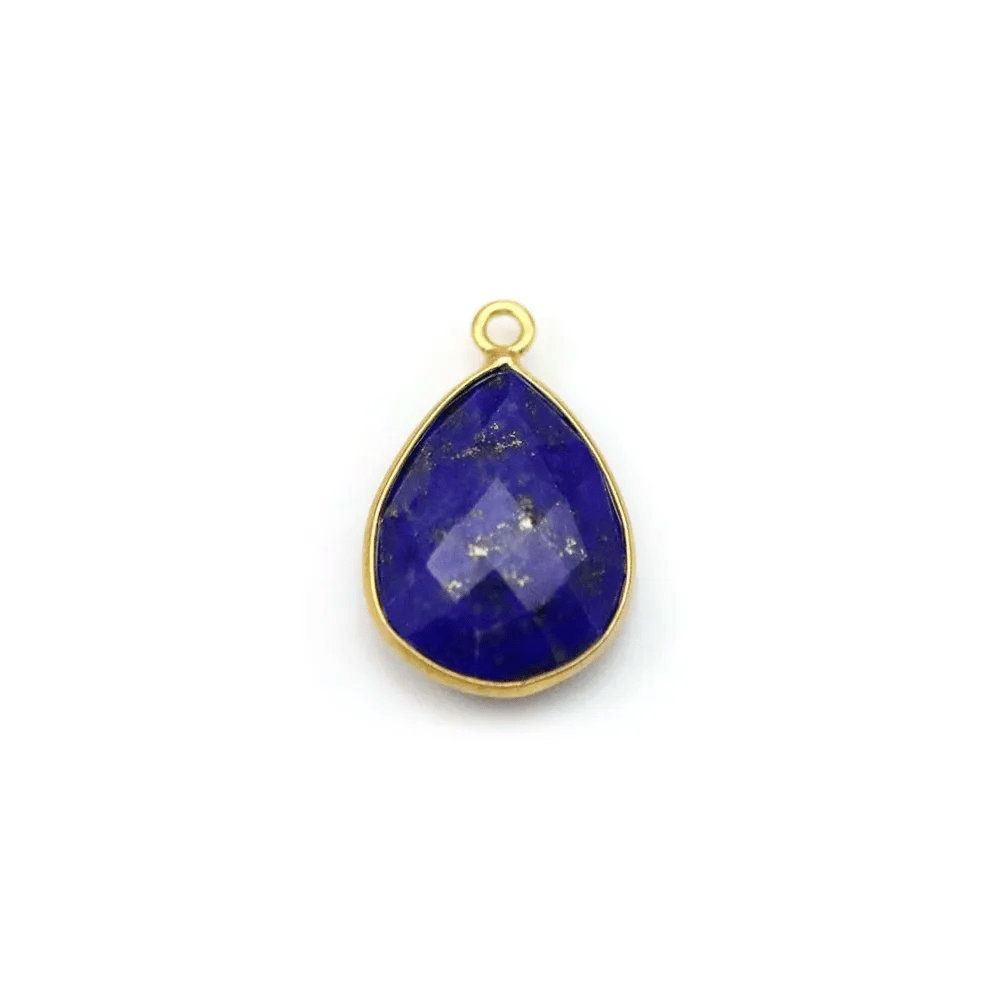 Lapis lazuli en forme de goutte, 1 anneau, serti en argent doré 11x15mm x 1pc