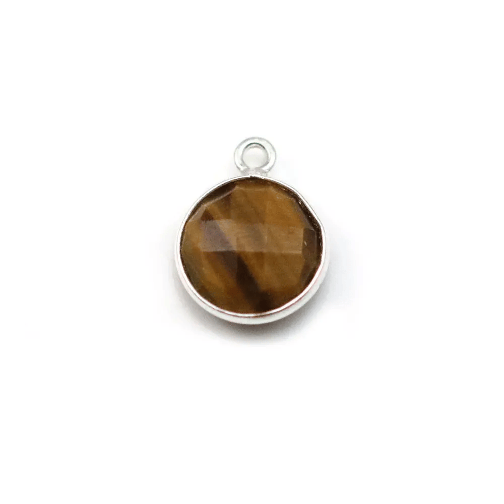 Oeil de tigre rond, 1 anneau, serti sur argent, 11mm x 1pc