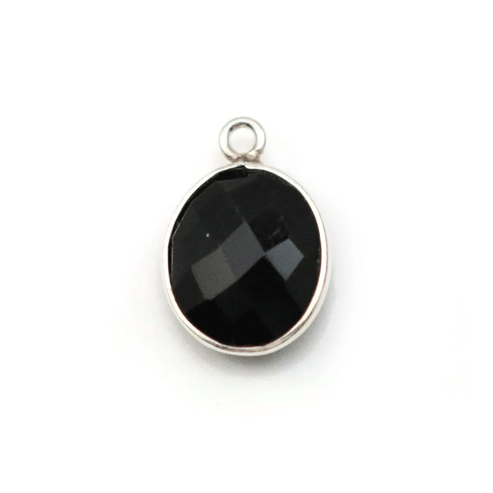Faceted oval Agate set in gold gilt silver with zirconium  13x17mm x 1pc