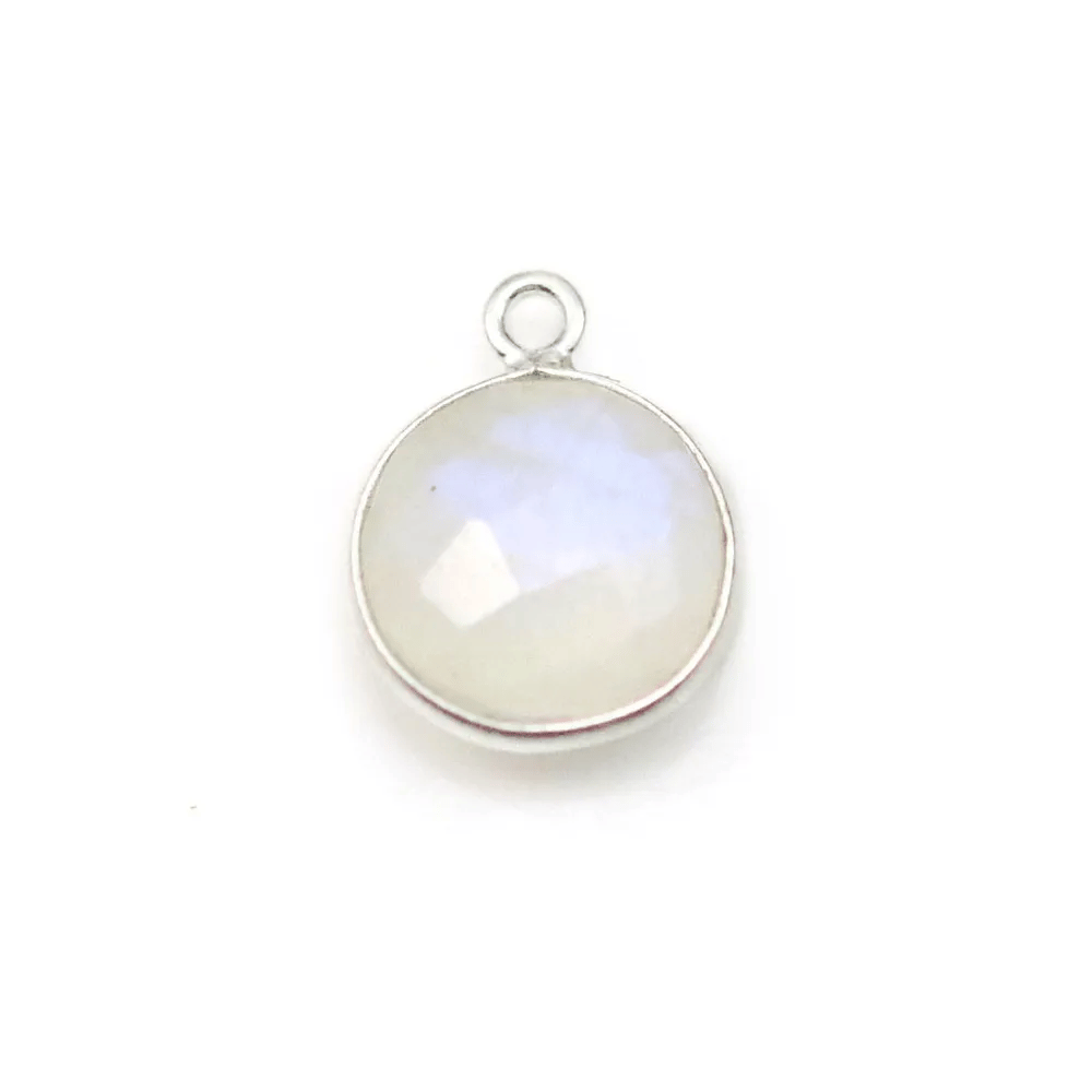 Pierre de lune rond 1anneau sertie sur argent x 1pc