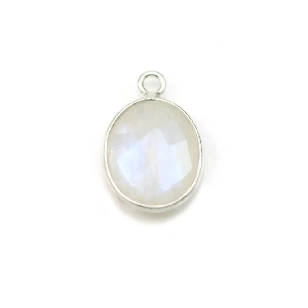 Pierre de lune oval sertie sur argent x 1pc