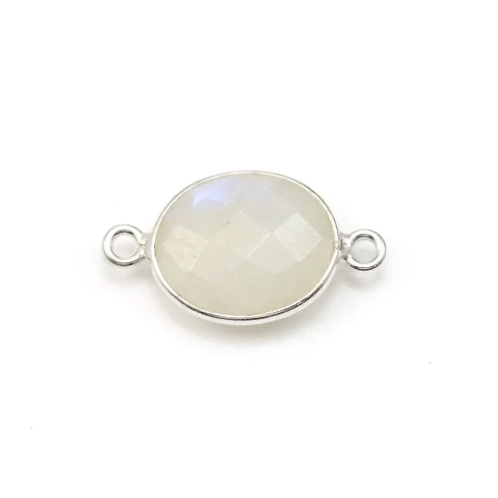 Pierre de lune ovale 2 anneaux sertie sur argent x 1pc 