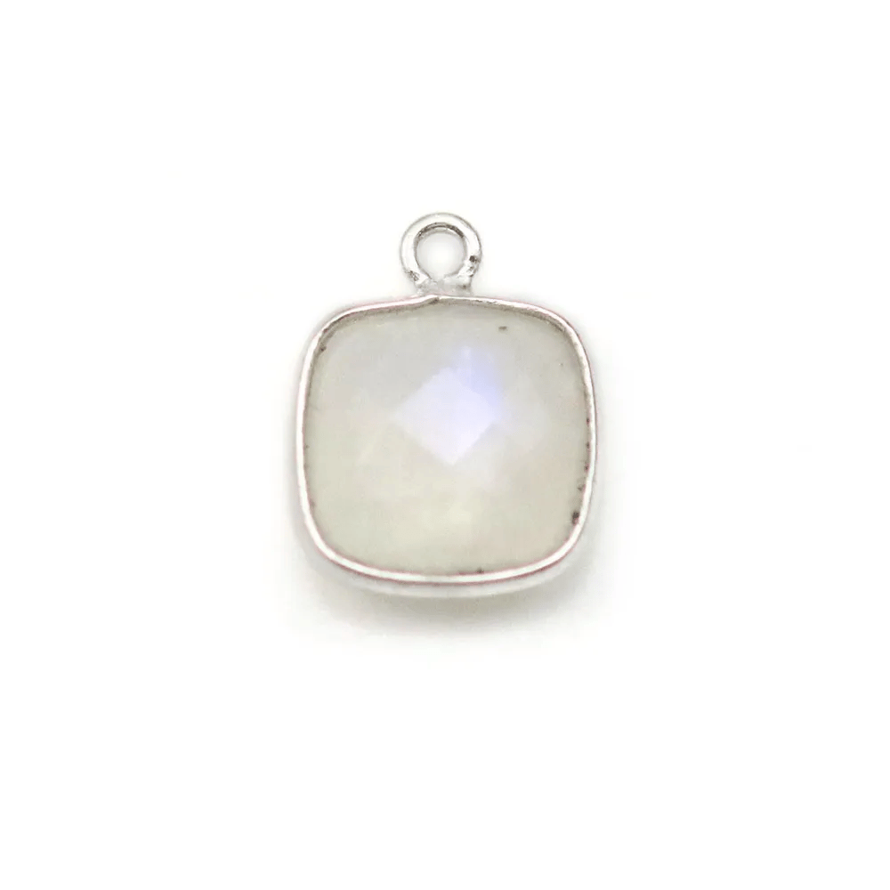 Pierre de lune carré 1 anneau sertie en argent  x 1pc