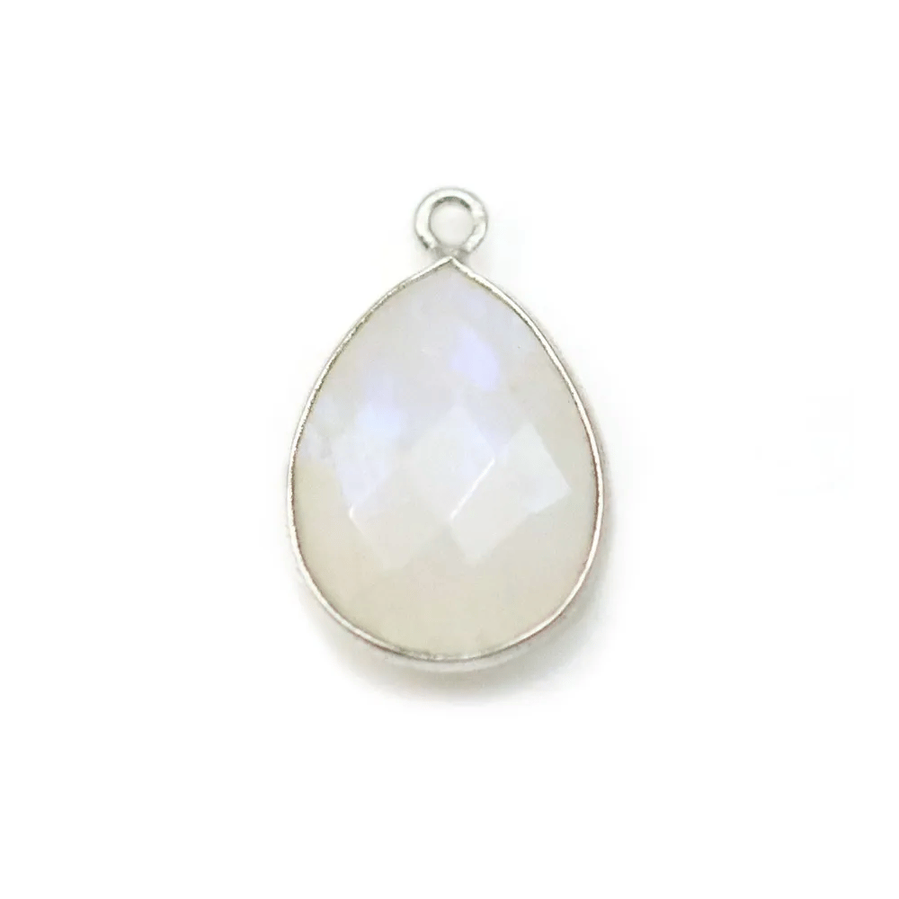 Pierre de lune goutte 1 anneau sertie sur argent x 1pc