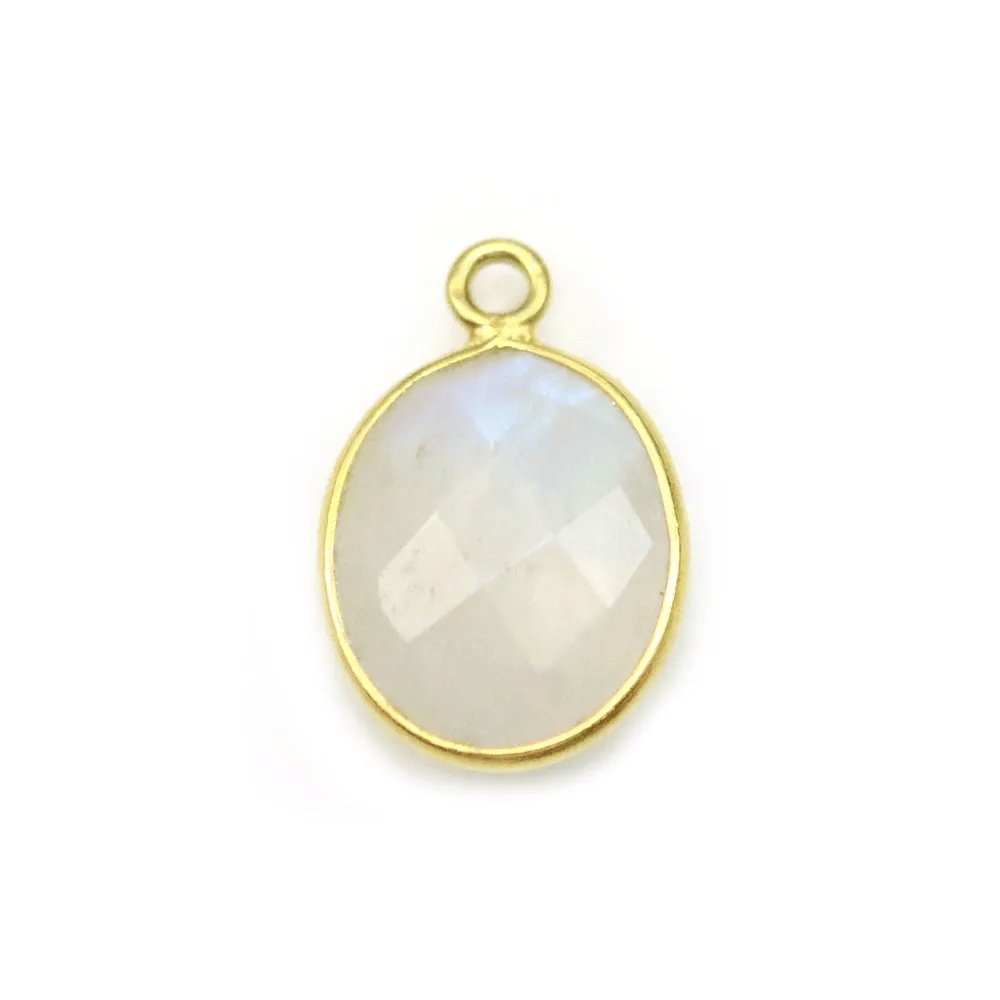Pierre de lune oval sur argent doré x 1pc