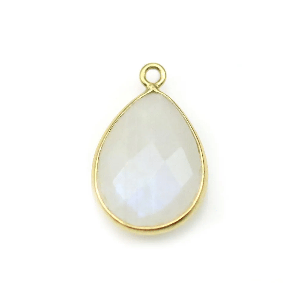 Pierre de lune goutte sur argent doré x 1pc