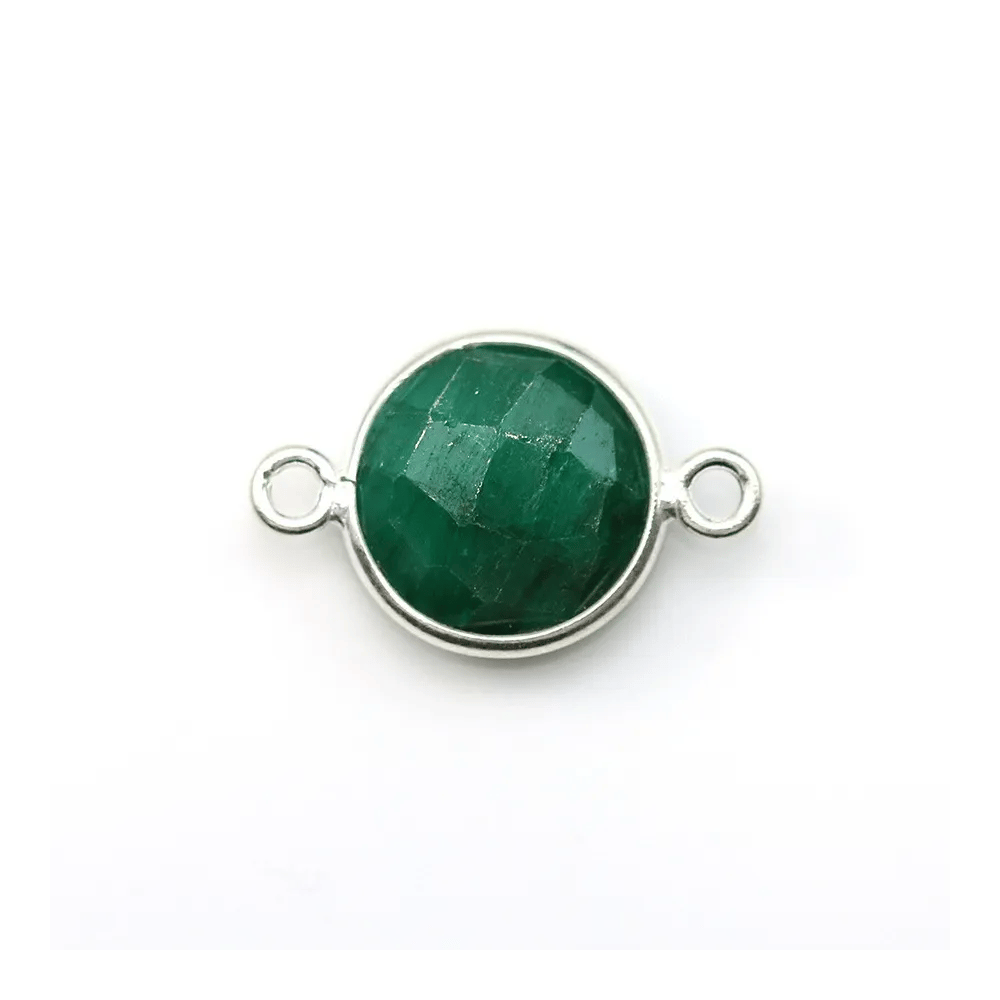 Rubis traité serti en argent doré rond 2côté 11mm  x 1pc