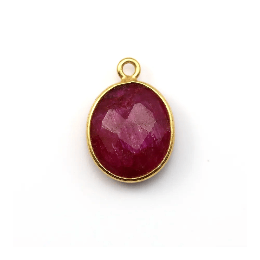 Faceted oval color ruby gemstone set in sterling silver 10x12mm x 1pc