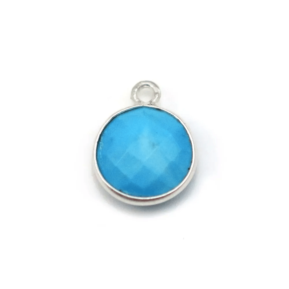 Turquoise reconstituée rond 1 anneau sertie en argent x 1pc