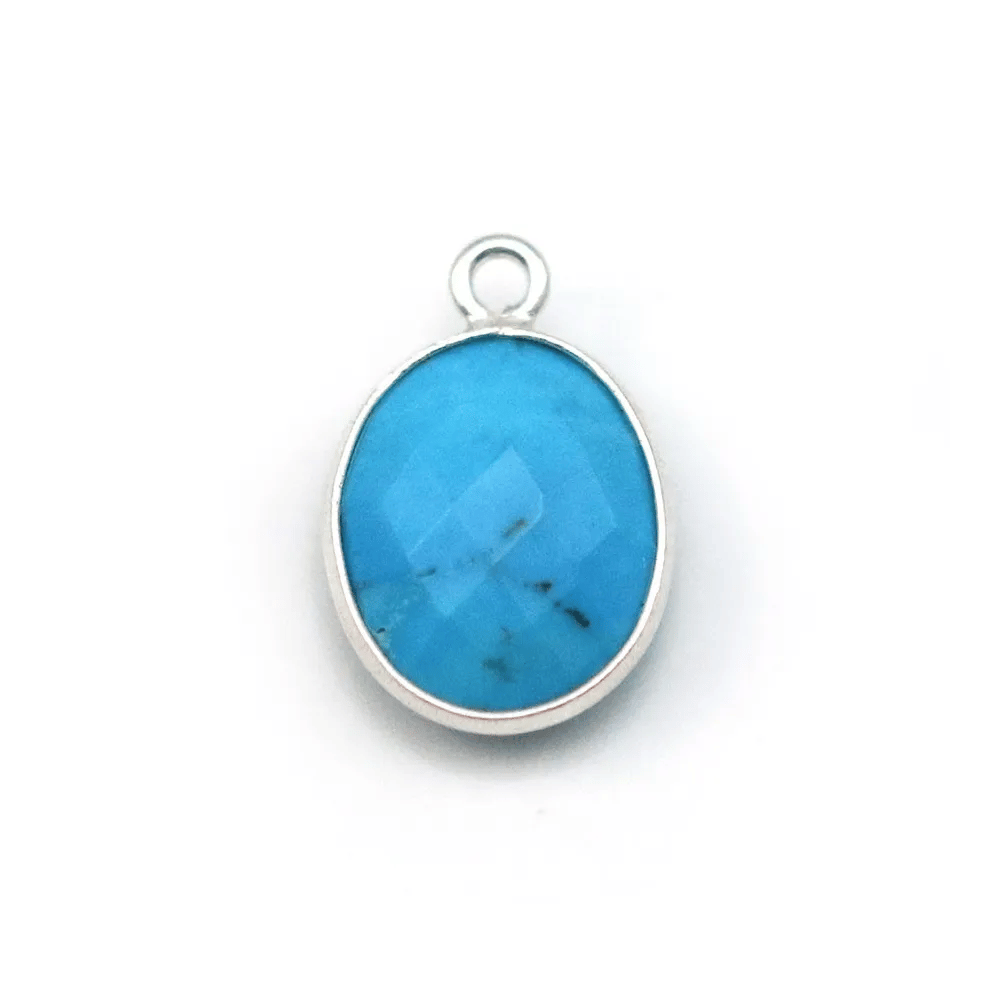 Turquoise reconstituée ovale 1 anneau sertie en argent x 1pc