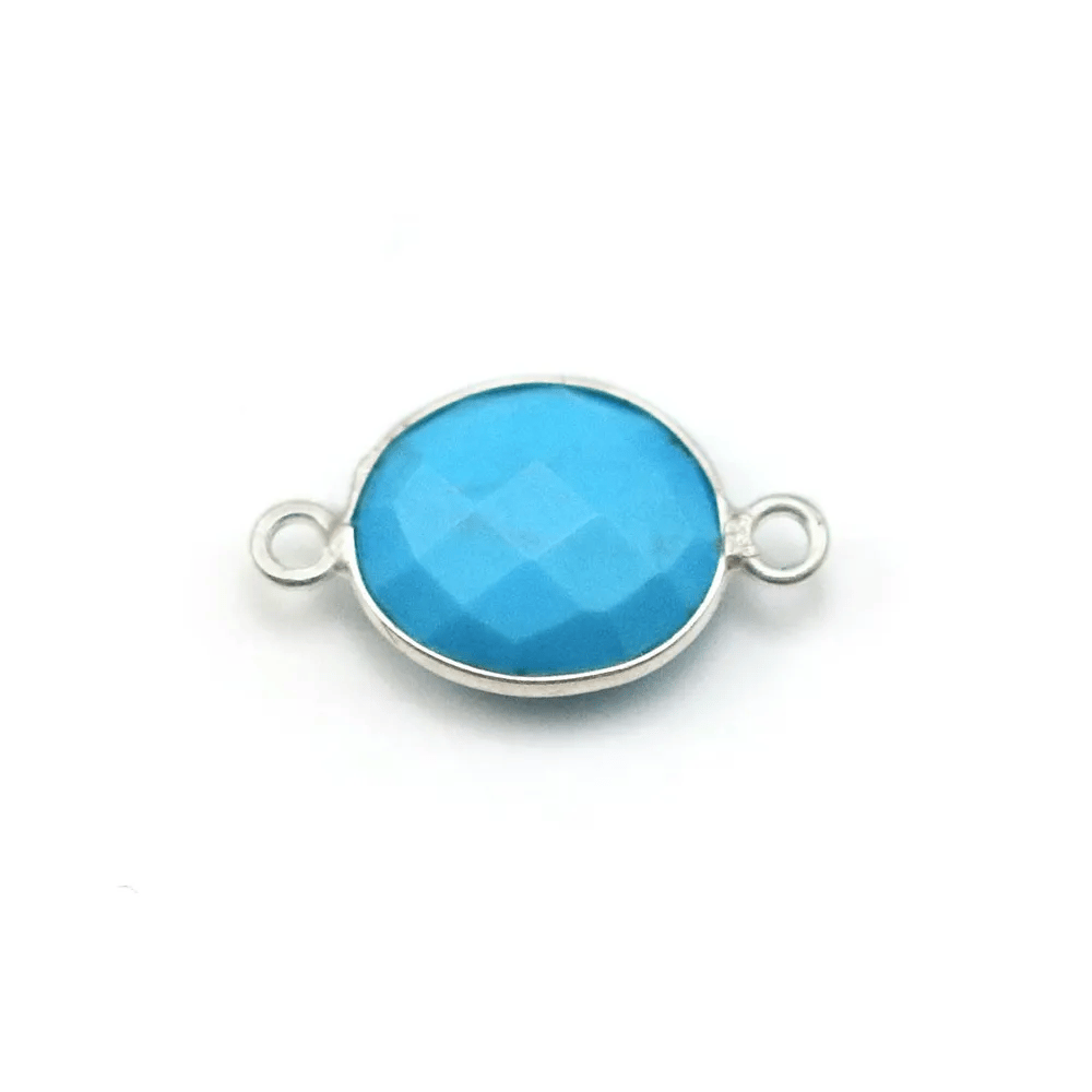 Turquoise reconstituée ovale 2 anneaux sertie en argent x 1pc