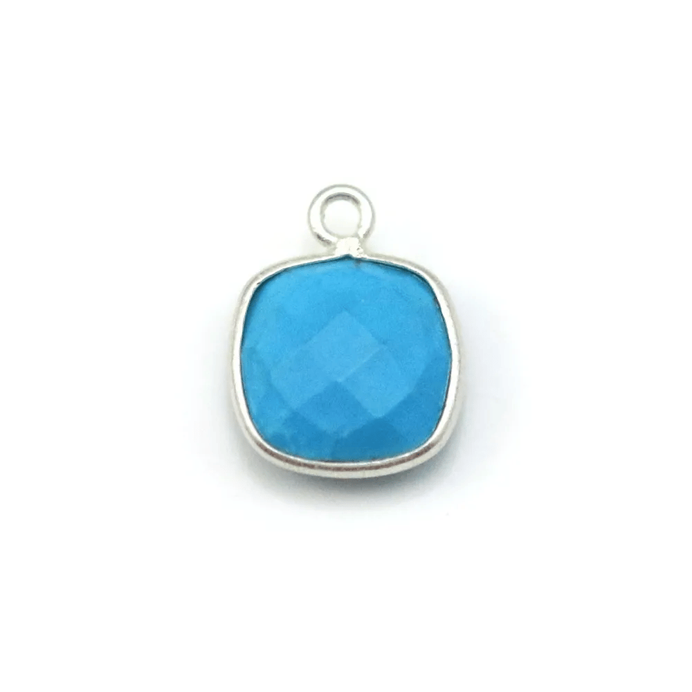 Turquoise reconstituée carré 1 anneau sertie en argent  x 1pc