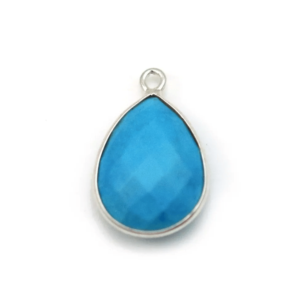 Turquoise reconstituée goutte 1 anneau serite en argent  x 1pc 