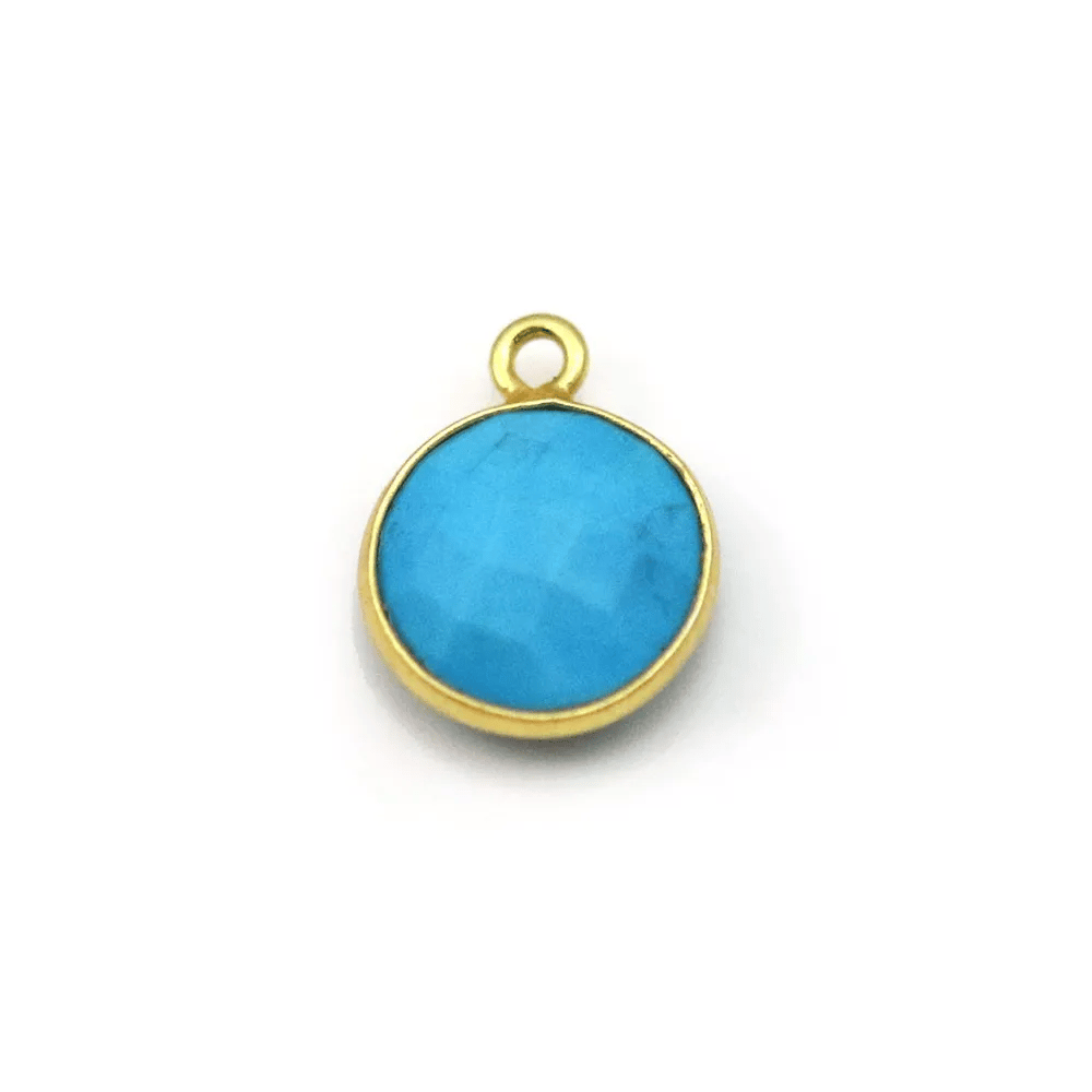 Turquoise reconstituée rond 1 anneau sertie en argent doré x 1pc