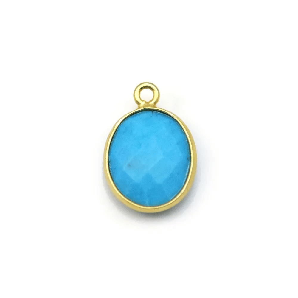 Turquoise reconstituée ovale 1 anneau sertie en argent 925 doré à l'or fin x 1pc