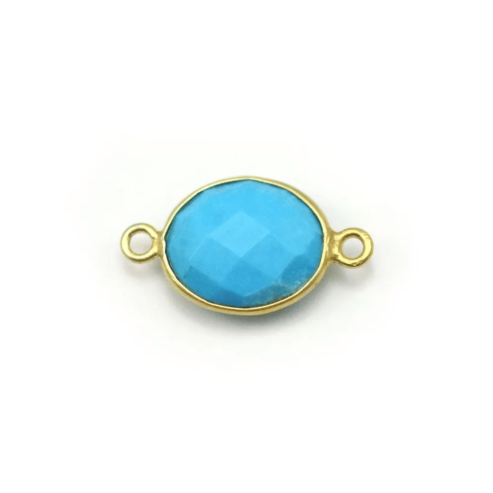 Faceted oval moon stone set in gold-plated silver and zirconium 14x18mm x 1pc