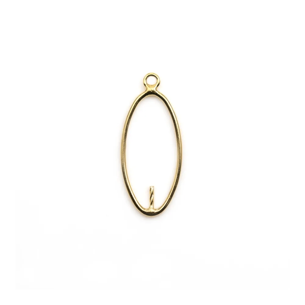 Pendentif ovale 20x10mm en gold filled 14 carats pour perle semi-percée x 1pc
