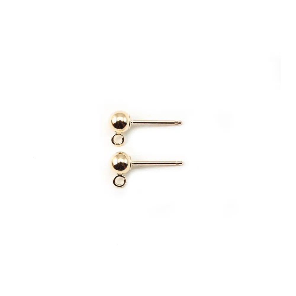 CLOU D'OREILLES BOULE 4MM GOLD FILLED 14 CARAT 1.4G10PCS