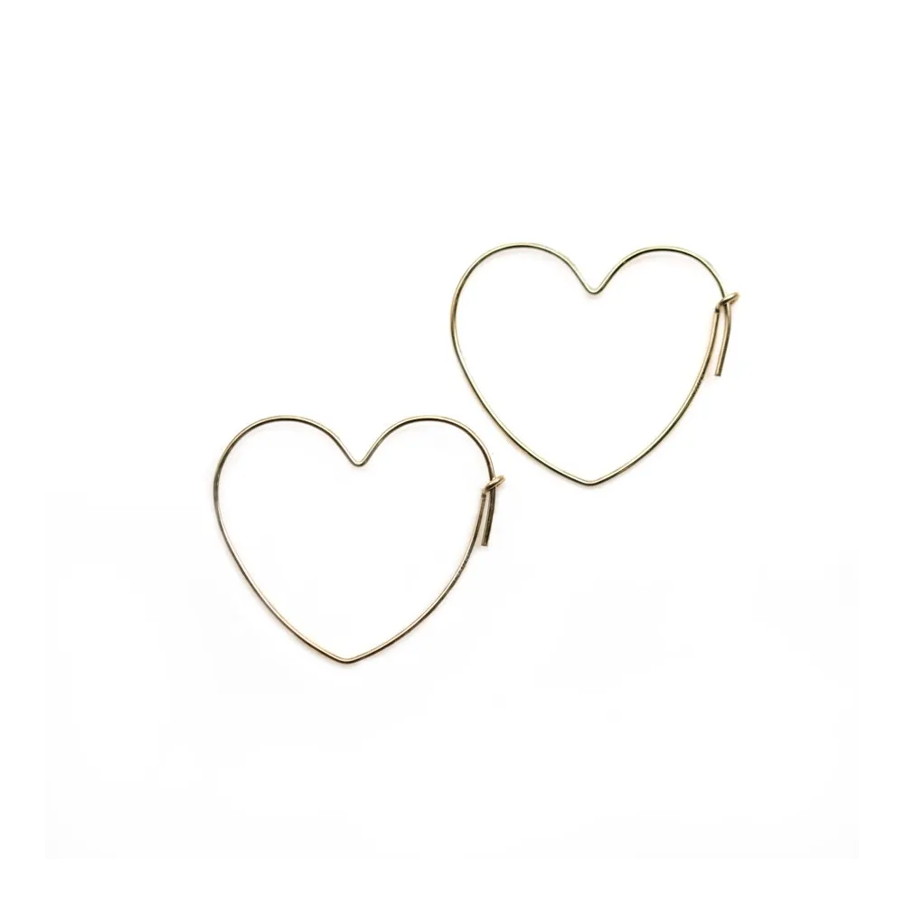 Créoles coeur 27x30mm en gold filled 14 carats x 2pcs