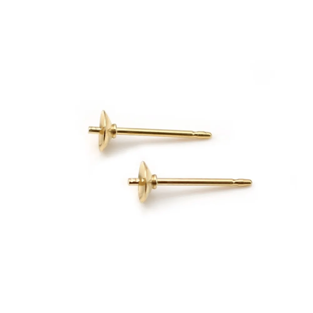 14k gold filled ear studs for half-drilled beads 4mm x 2pcs