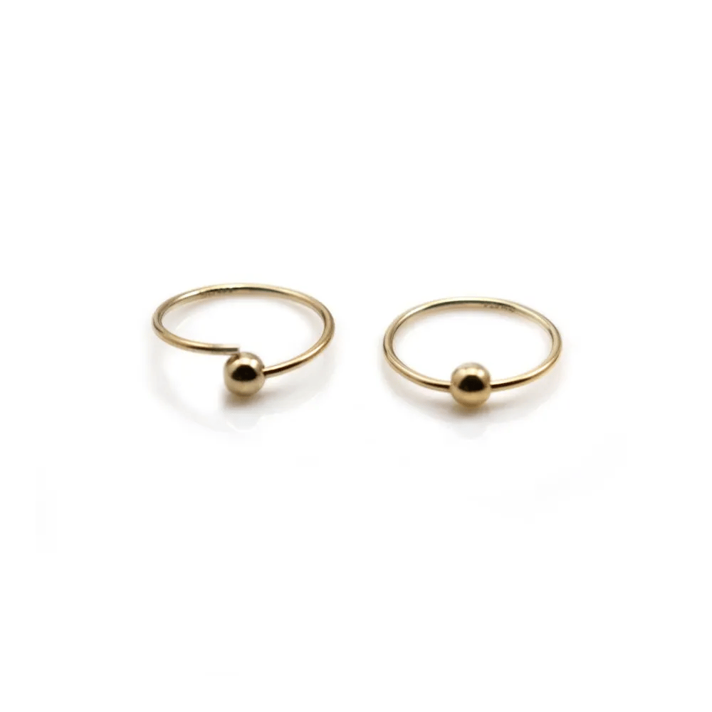 Créoles avec boule 3mm en gold filled 14 carats 12x0.7mm x 2pcs