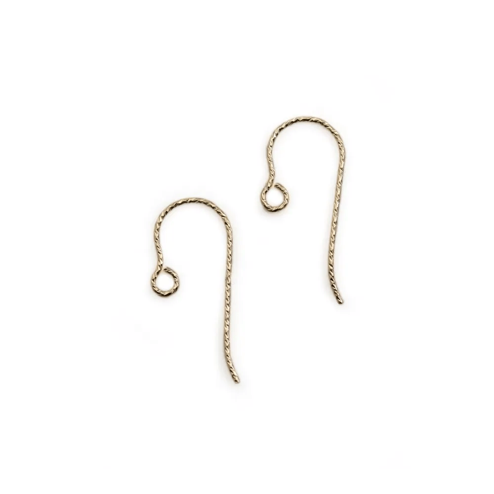 Crochets d'oreilles guillochés en gold filled 14 carat 15.5x0.51mm x 4pcs