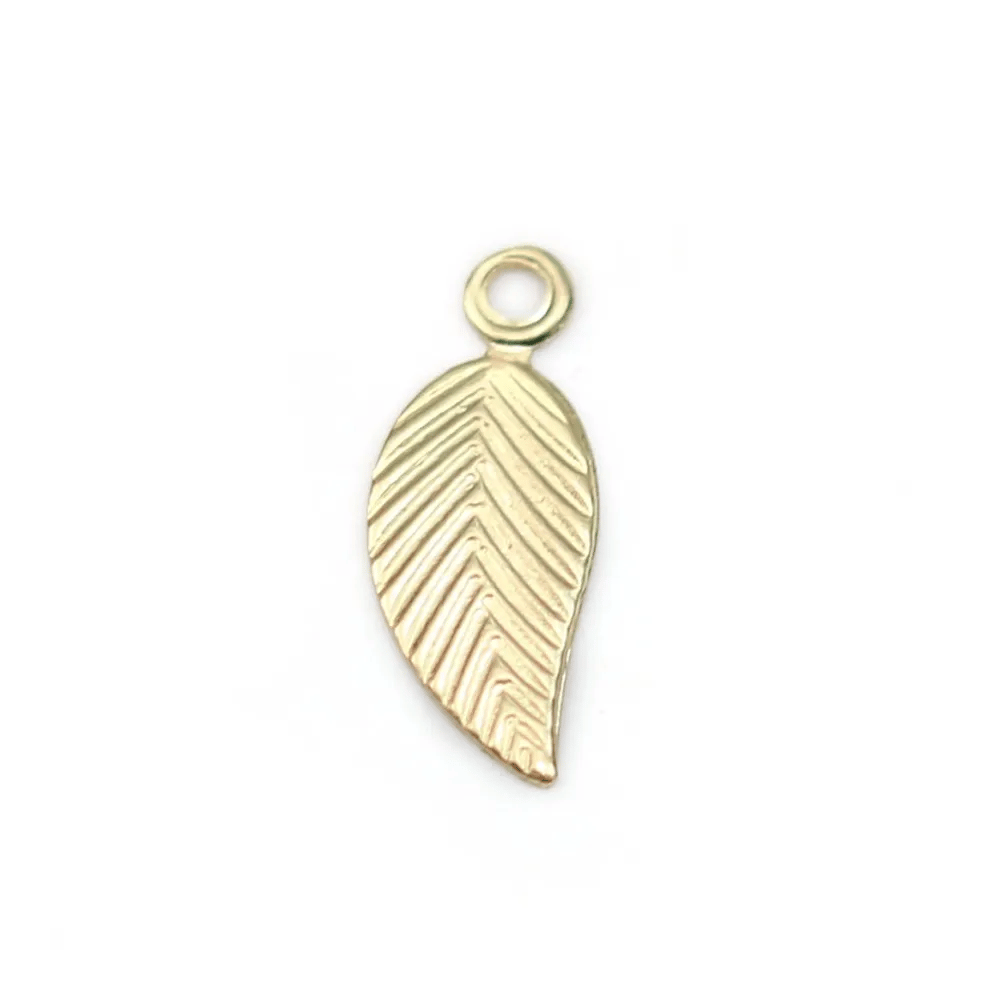 Breloque feuille gold filled 14carat 5x12mm x 2pcs