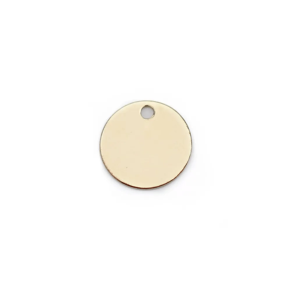 Breloque ronde médaille à graver en gold-filled, 9mm x 1pc