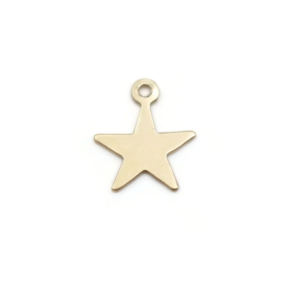 Breloque médaille étoile à graver en gold-filled 8mm x 2pcs