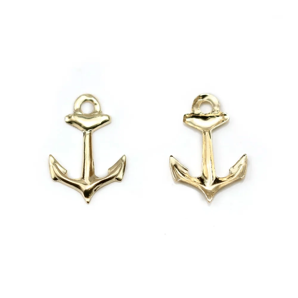 Breloque en gold filled 14 carats, en forme d'ancre, de taille 9x14mm x 1pc