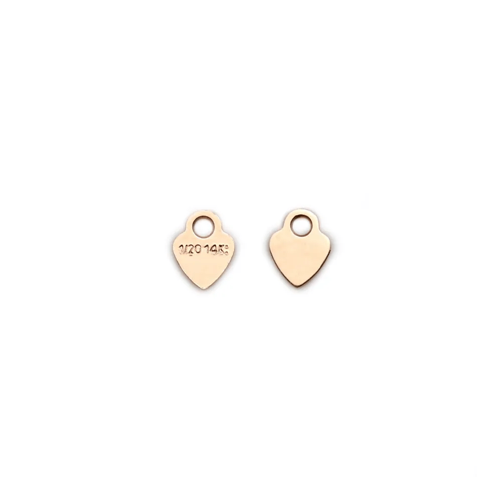 Breloque en gold-filled rosé médaille coeur à graver 3.5x4.5mm x 4pcs