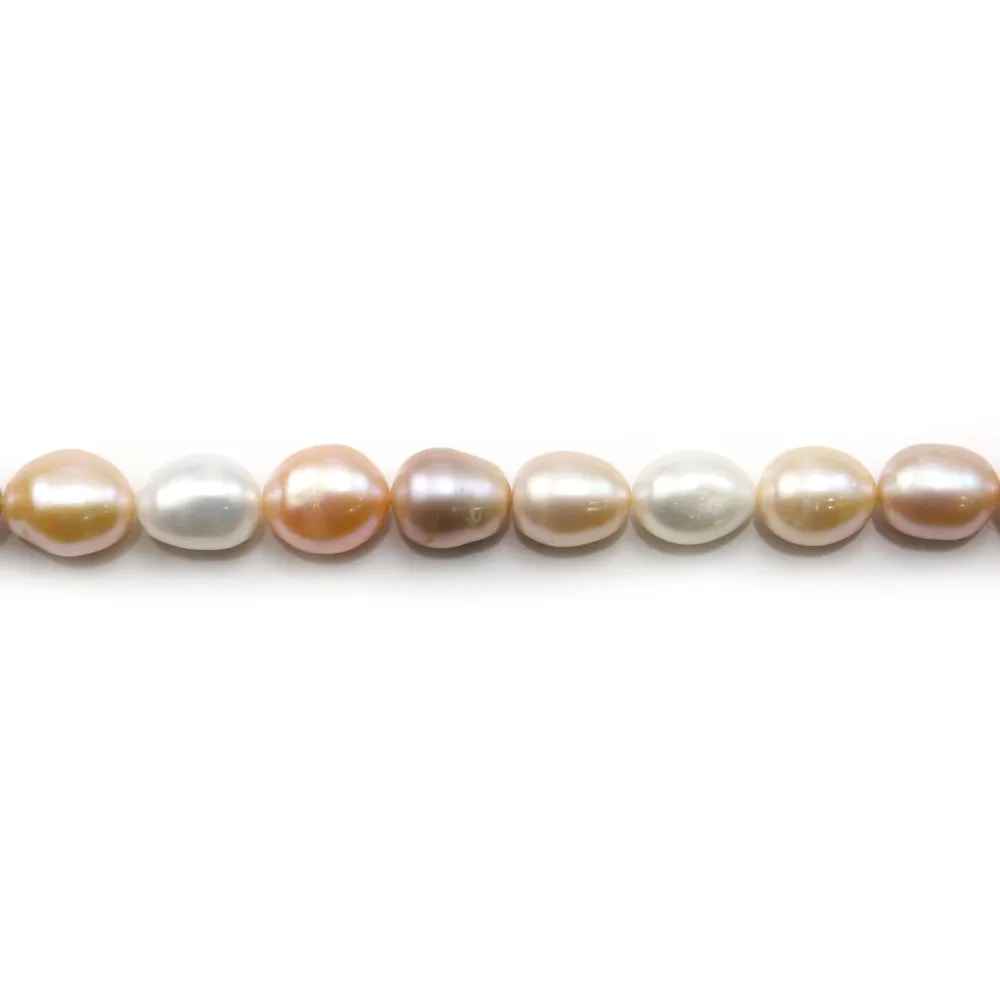 Perles de culture d'eau douce, multicolore, ovale, 11-13mm x 40cm