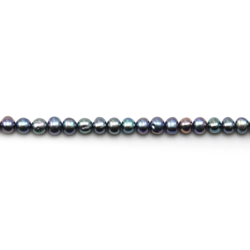 Perles de culture d'eau douce, bleu violacé, semi-ronde, 4.5-5.5mm x 10pcs