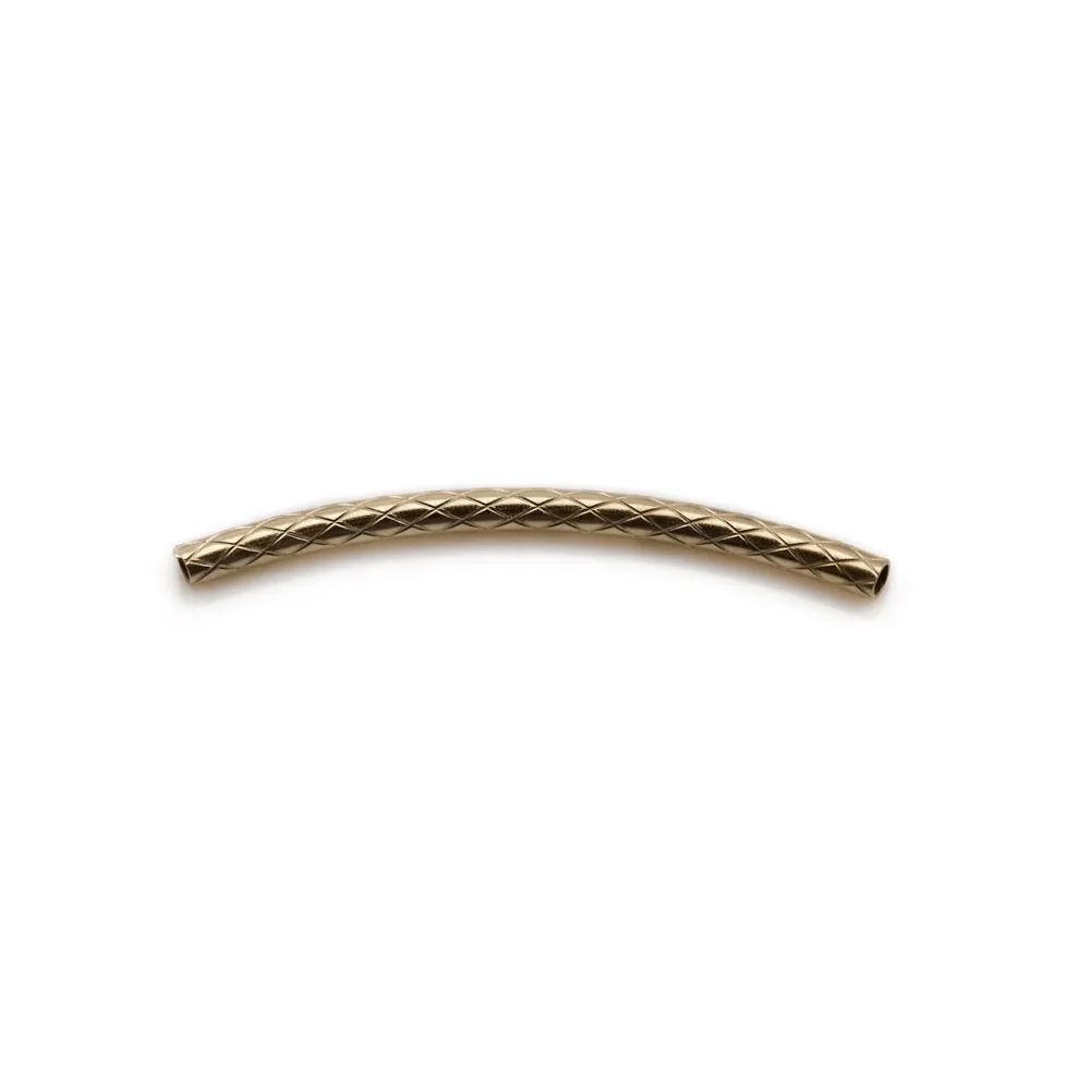Tube motif matelassé en gold filled 14 carats 25x1.5mm x 2pcs