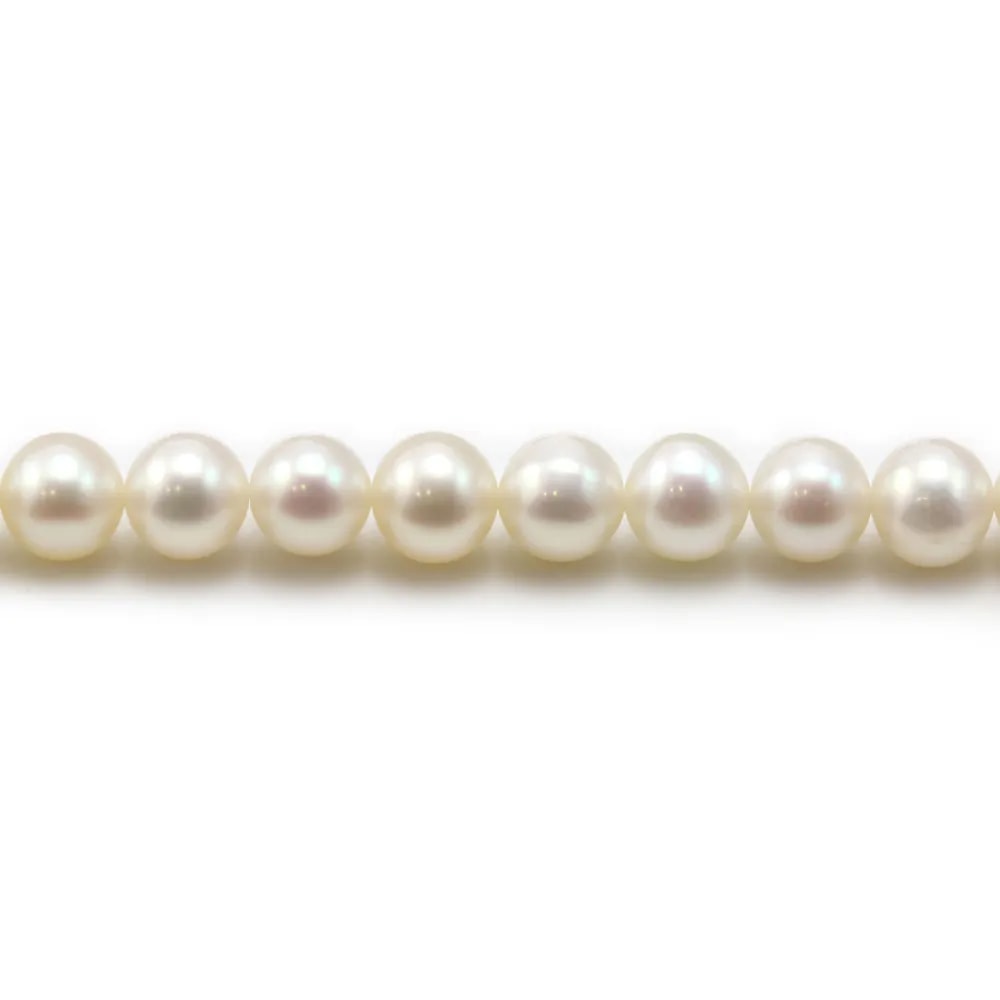 Perles d'eau douce blanches rondes sur fil 6mm x 40cm