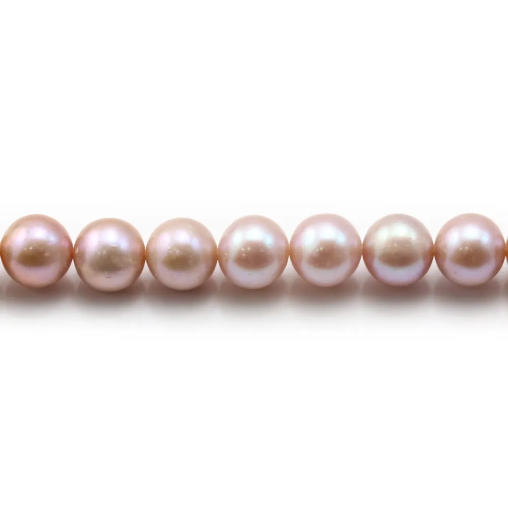 Perles d'eau Douce Mauve Rond  7-8mmX 40 cm 