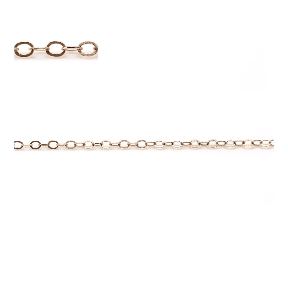 Chaîne en gold filled rose, 14 carats, maille ovale, de taille 1.3x1.8mm x 50cm