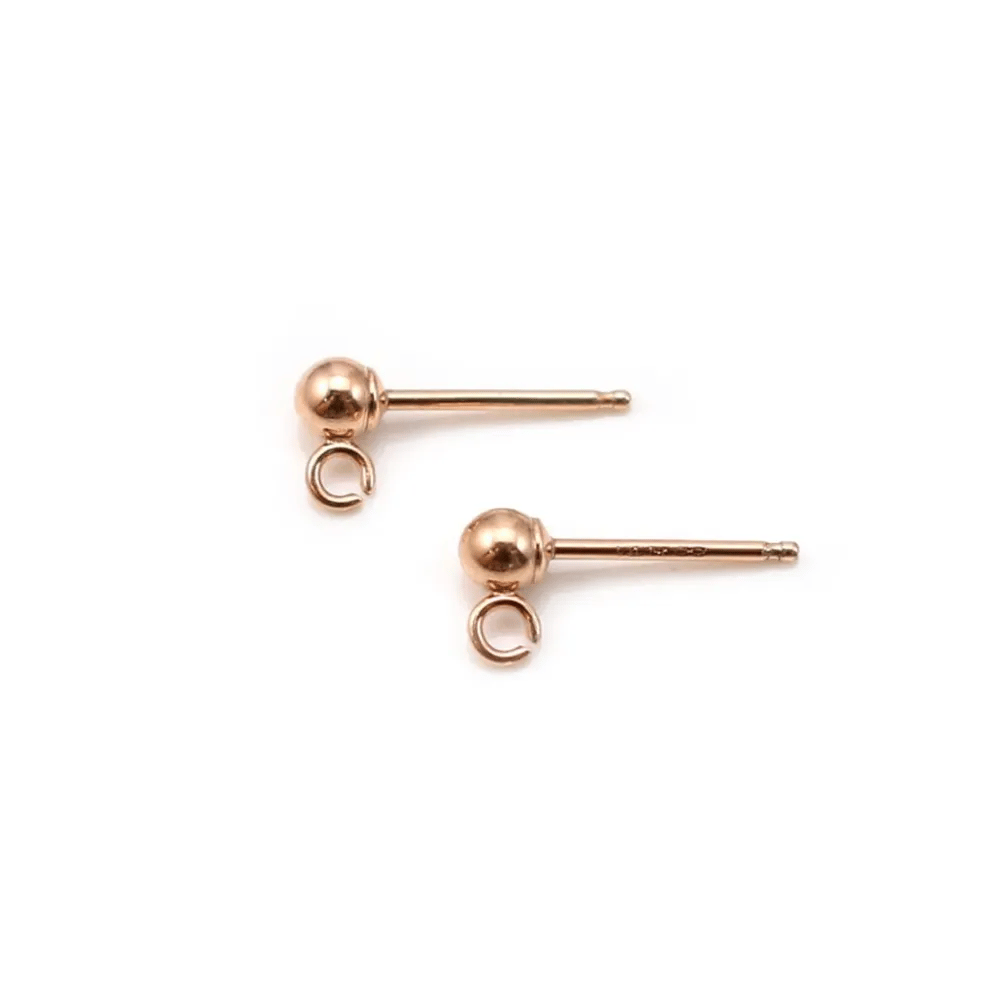 Clous d'oreilles boule en gold filled 14 carats rosé 3mm x 2pcs