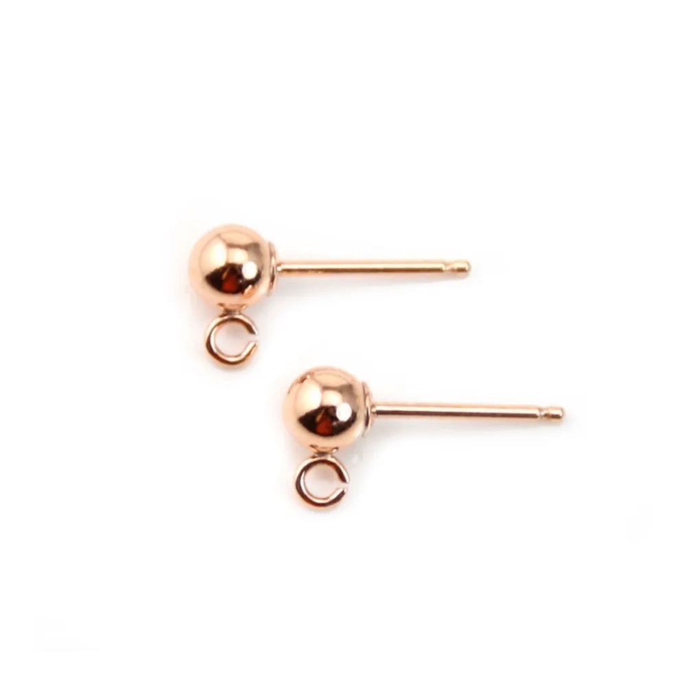 14 carats rose gold filled ball eartuds 4mm x 2pcs