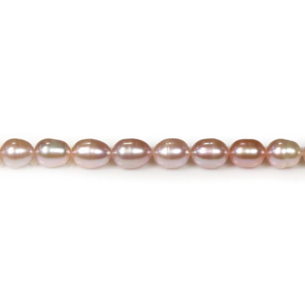 Perles d'eau douce ovales rosé 6-7mm x 40cm