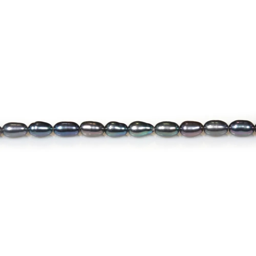 Perles de culture d'eau douce, bleu fonce, olive, 3-4mm x 36cm