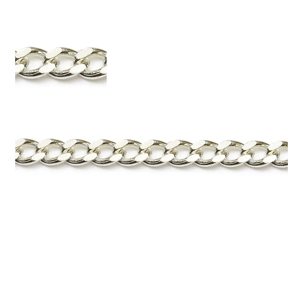Chaîne argent 925 massif gourmette plate 4.3x3x1.4mm x 50cm
