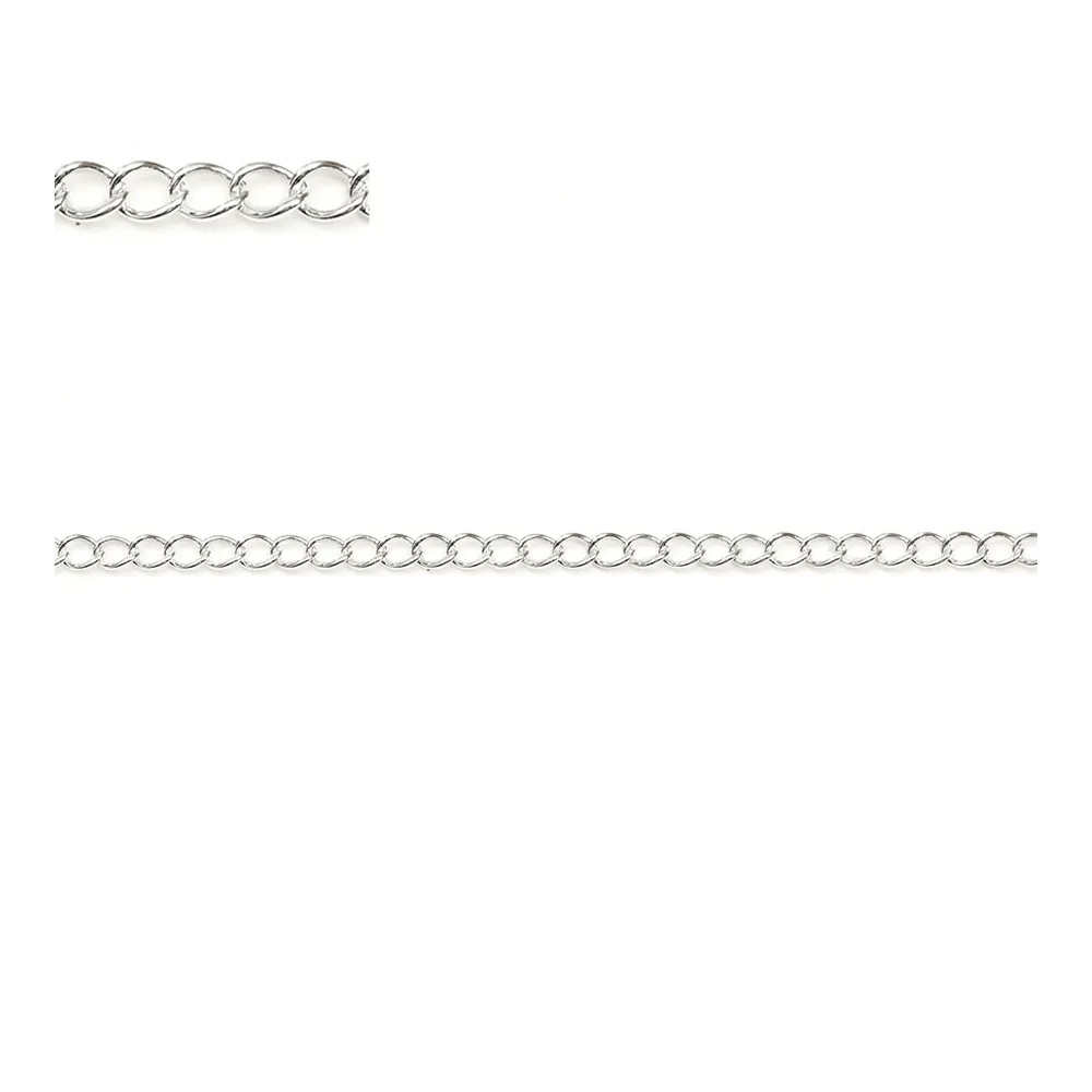 Chaîne argent 925 massif forçat anneau ovale plate 1.6x2.0mm x 50cm