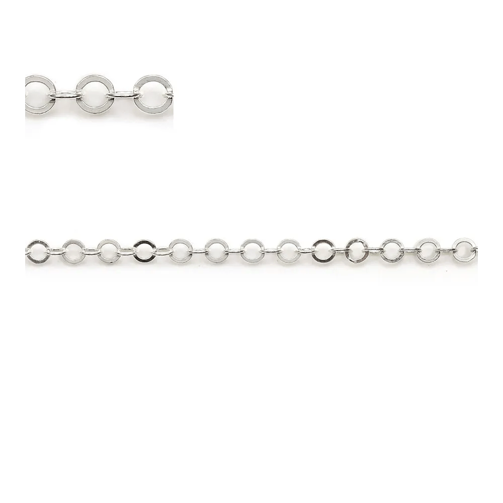 925 sterling silver chain round flat link 2.6mm x 50cm