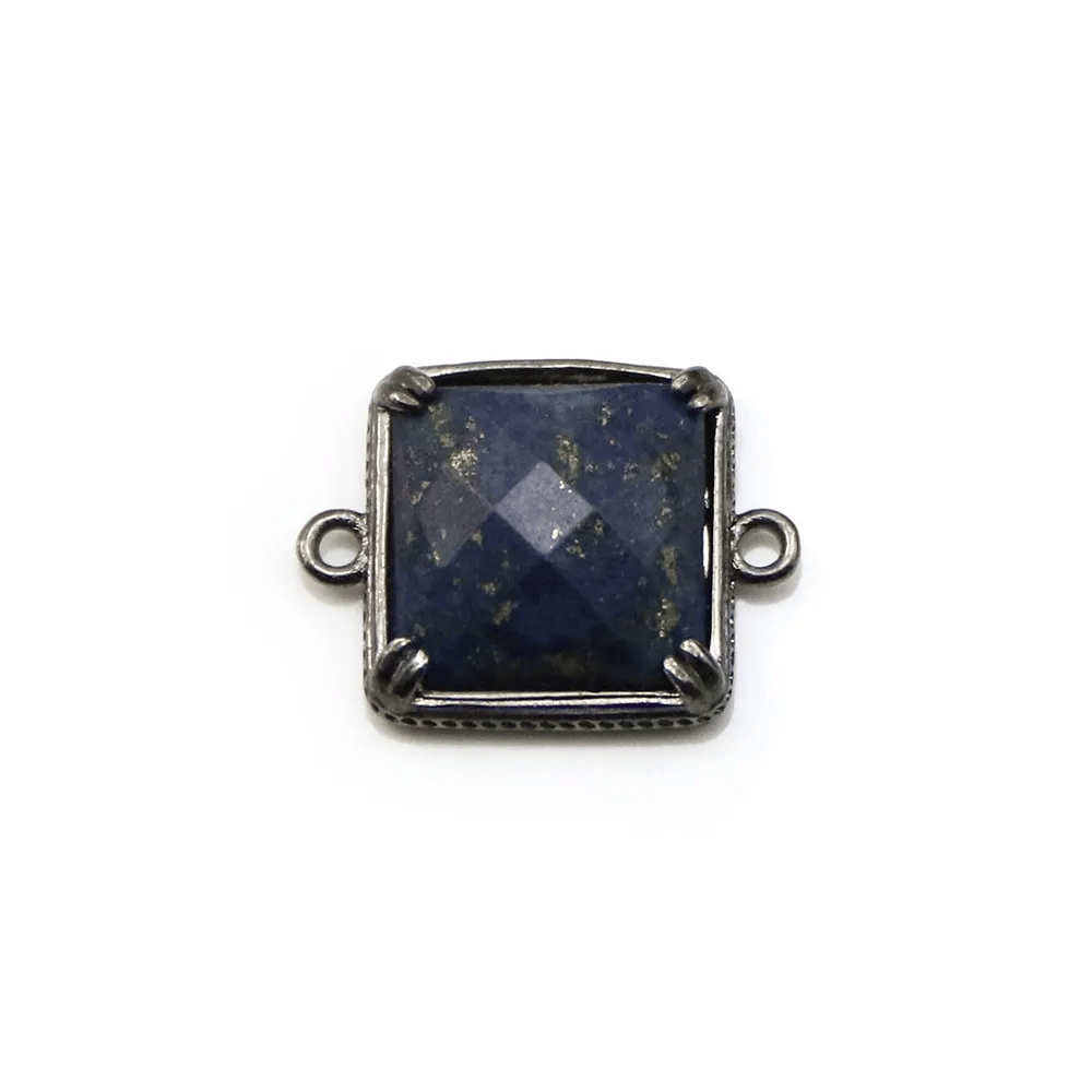 Intercalaire en lapis lazuli, sertie en métal, en forme de carré x 1pc