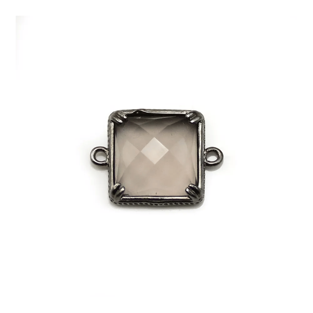 Spacer on smoked quartz, set on metal, in the shape of a squared x 1pc