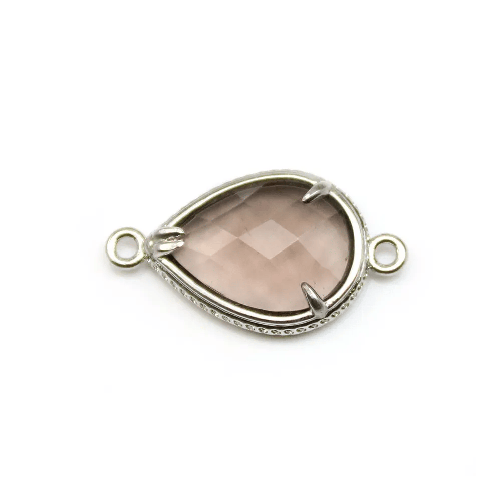 Intercalaire en quartz fumé goutte sertie en métal  x 1pc